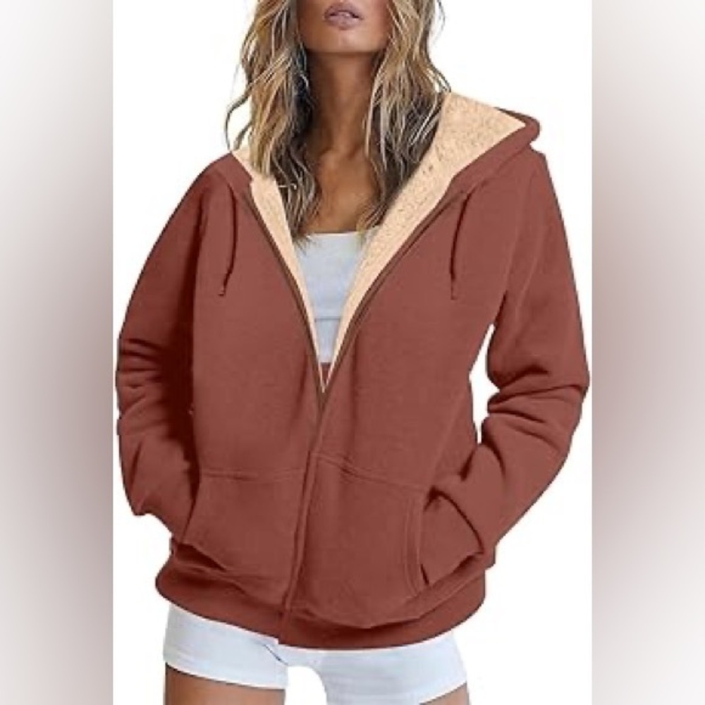 Yeokou women's sherpa-lined zip-up hoodie